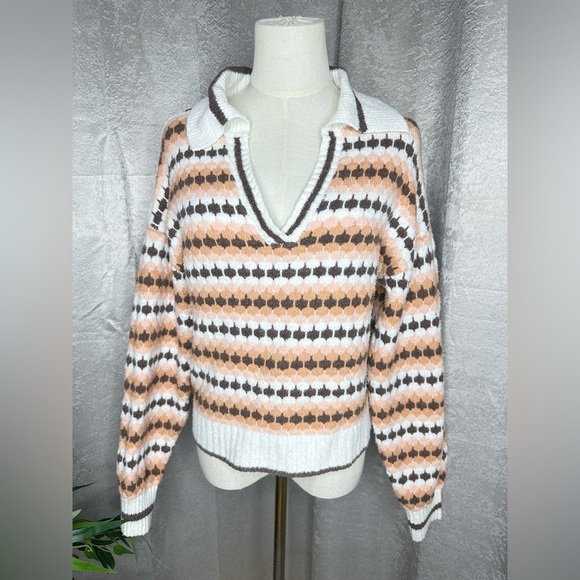 Freshman 1996 Women’s Retro Long Sleeve Collared V-Neck Argyle Sweater Small - Picture 1 of 11